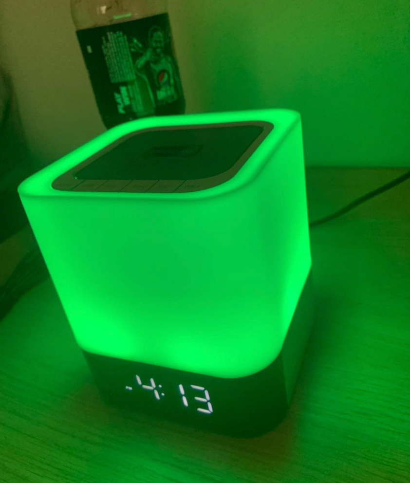 Bedside Lamp with Alarm Clock Bluetooth Speaker, Night Light Bedroom Decor RGB Color Changing LED Mood Light