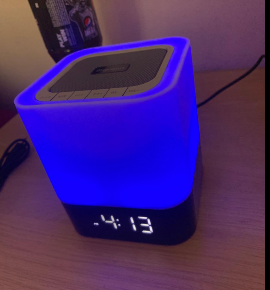 Bedside Lamp with Alarm Clock Bluetooth Speaker, Night Light Bedroom Decor RGB Color Changing LED Mood Light