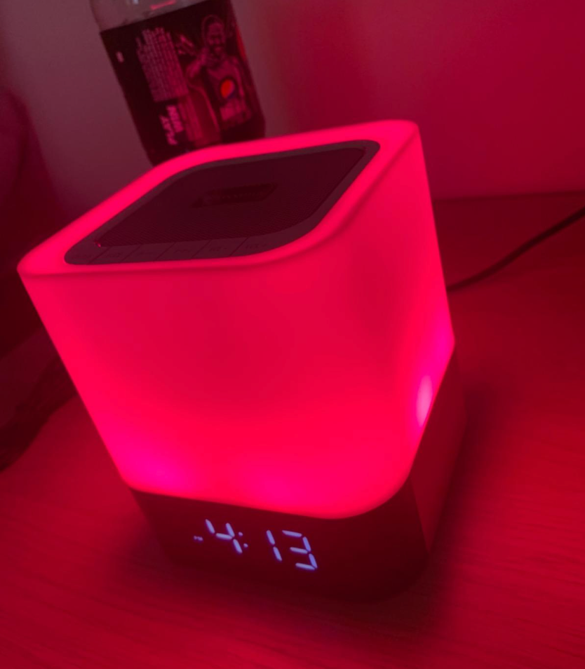 Bedside Lamp with Alarm Clock Bluetooth Speaker, Night Light Bedroom Decor RGB Color Changing LED Mood Light