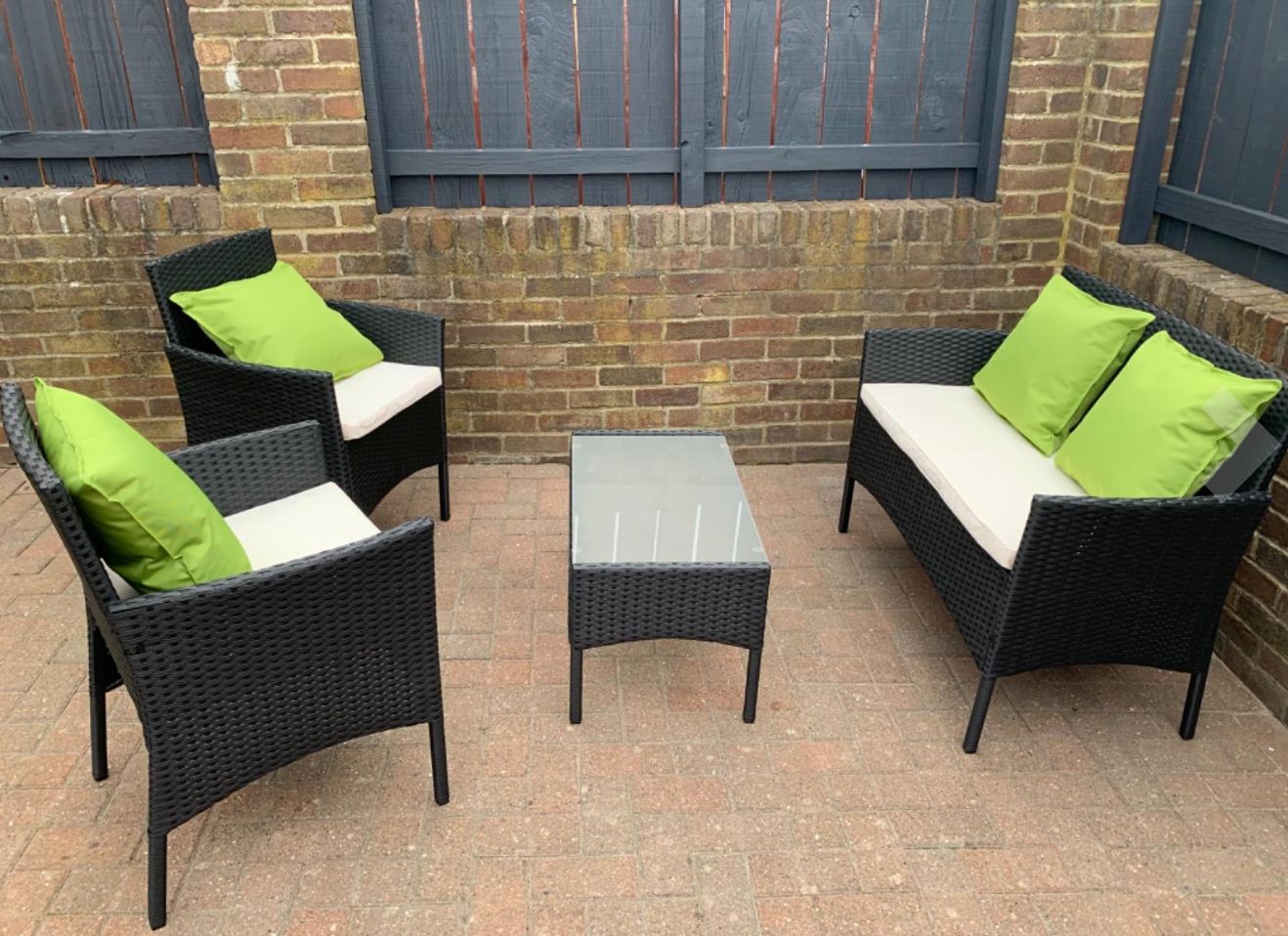 Rattan Garden Furniture Set 4 Piece Outdoor Sofa Table Chairs Patio Black Grey