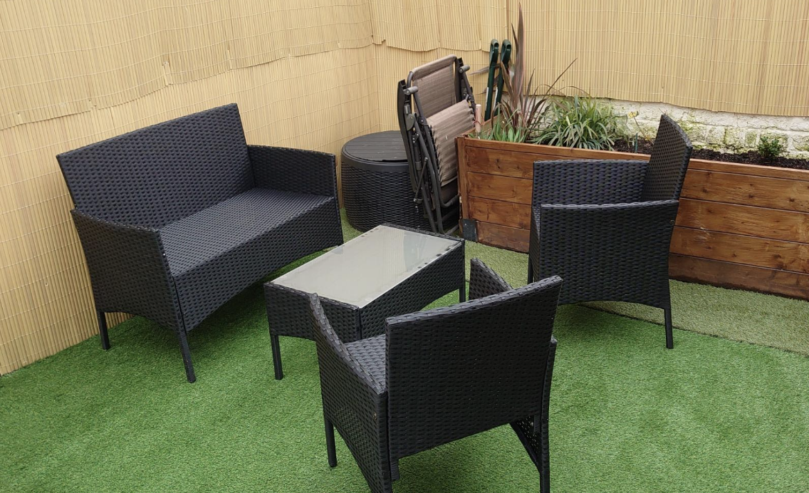 Rattan Garden Furniture Set 4 Piece Outdoor Sofa Table Chairs Patio Black Grey