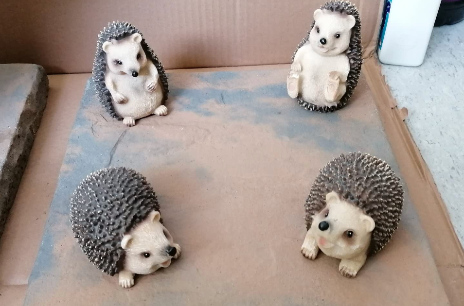 Set of 4 Hedgehog - Garden Animal Outdoor Ornaments Decor Statue - Made form PolyResin