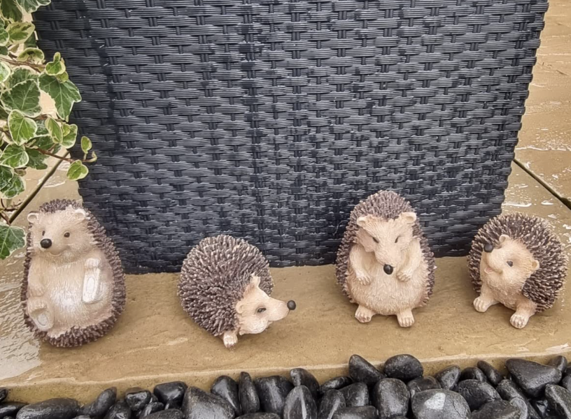 Set of 4 Hedgehog - Garden Animal Outdoor Ornaments Decor Statue - Made form PolyResin