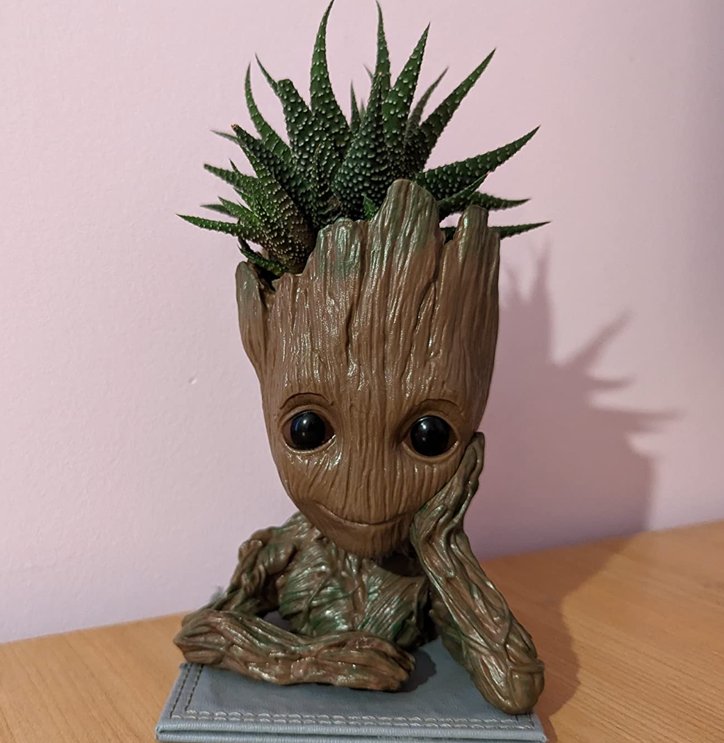 Groot Plant Pot Flowerpot Baby Groot Figures Cute Model, Succulent Planter Cute Green Plants Flower Pot with Hole Groott Pen Holder