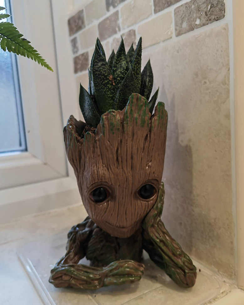 Groot Plant Pot Flowerpot Baby Groot Figures Cute Model, Succulent Planter Cute Green Plants Flower Pot with Hole Groott Pen Holder