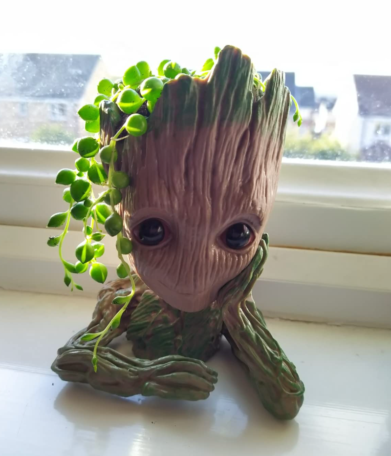 Groot Plant Pot Flowerpot Baby Groot Figures Cute Model, Succulent Planter Cute Green Plants Flower Pot with Hole Groott Pen Holder