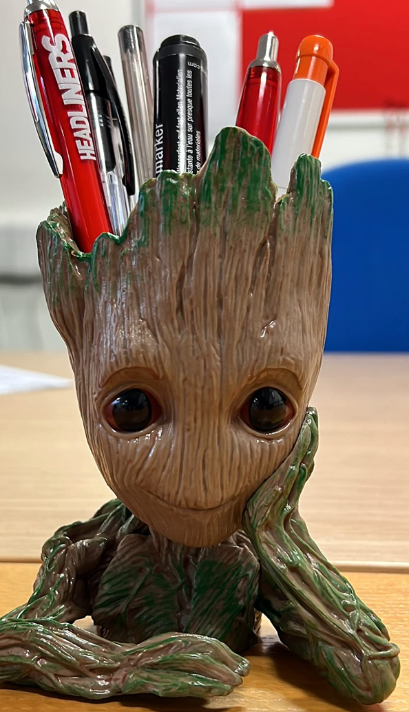 Groot Plant Pot Flowerpot Baby Groot Figures Cute Model, Succulent Planter Cute Green Plants Flower Pot with Hole Groott Pen Holder