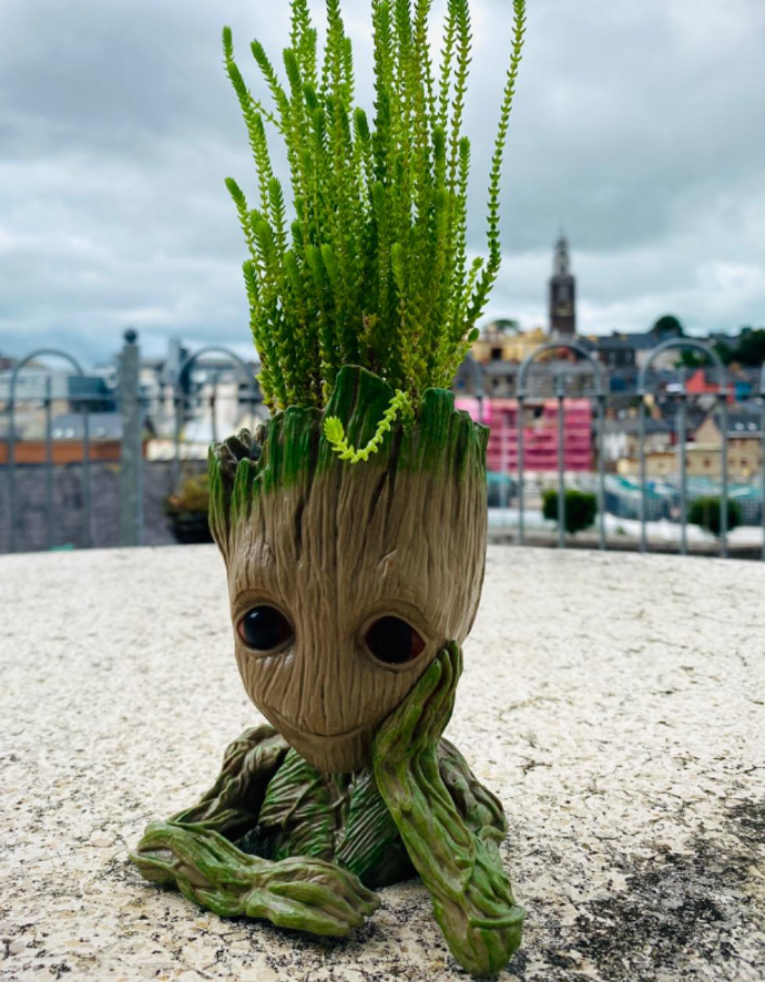 Groot Plant Pot Flowerpot Baby Groot Figures Cute Model, Succulent Planter Cute Green Plants Flower Pot with Hole Groott Pen Holder