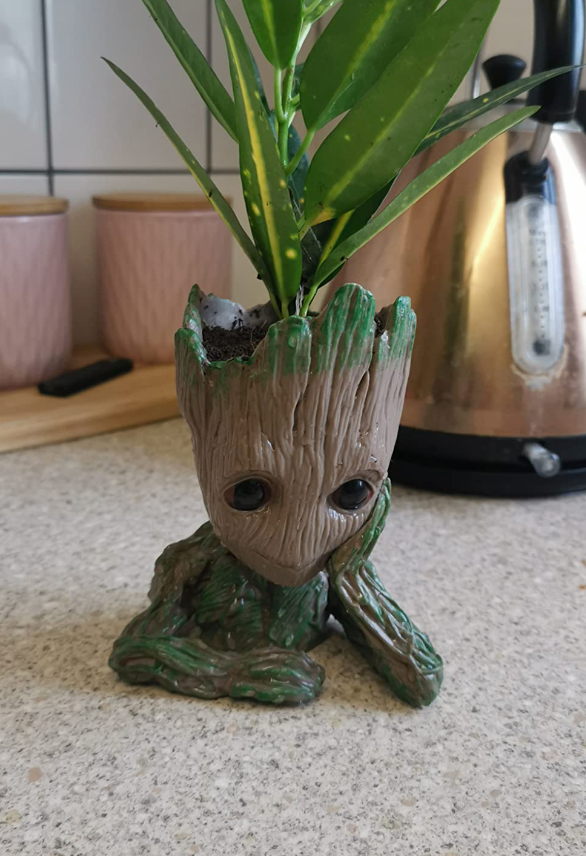 Groot Plant Pot Flowerpot Baby Groot Figures Cute Model, Succulent Planter Cute Green Plants Flower Pot with Hole Groott Pen Holder