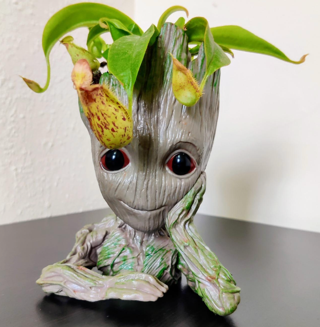 Groot Plant Pot Flowerpot Baby Groot Figures Cute Model, Succulent Planter Cute Green Plants Flower Pot with Hole Groott Pen Holder