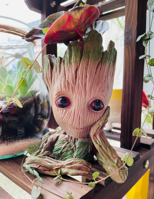 Groot Plant Pot Flowerpot Baby Groot Figures Cute Model, Succulent Planter Cute Green Plants Flower Pot with Hole Groott Pen Holder