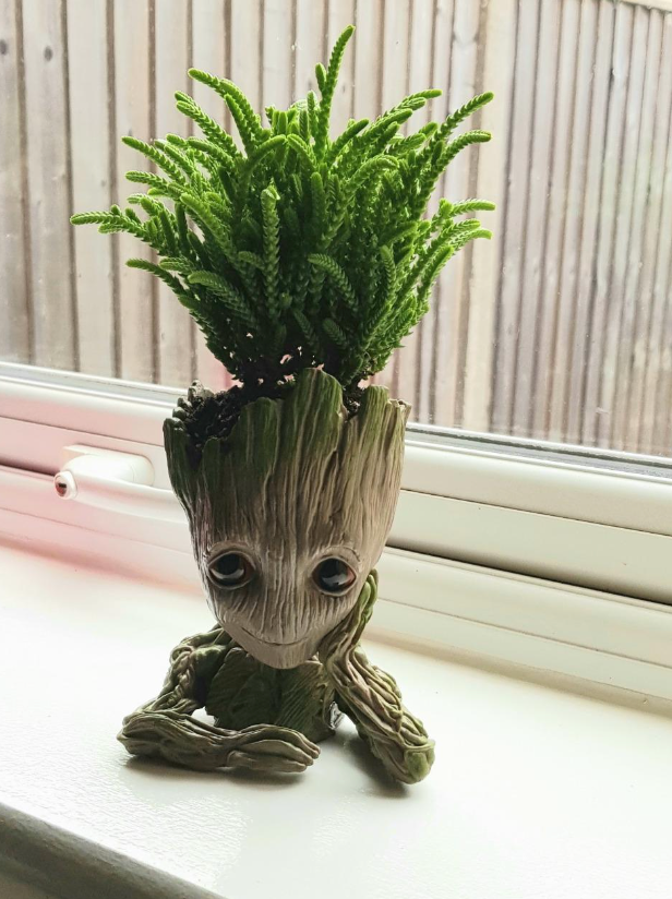 Groot Plant Pot Flowerpot Baby Groot Figures Cute Model, Succulent Planter Cute Green Plants Flower Pot with Hole Groott Pen Holder