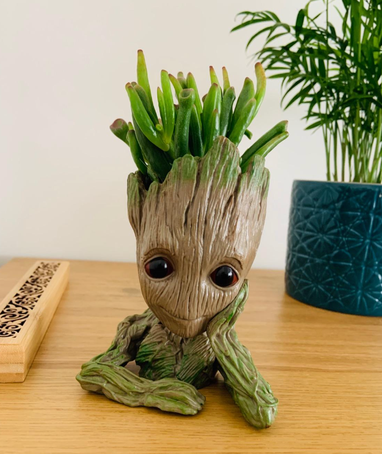 Groot Plant Pot Flowerpot Baby Groot Figures Cute Model, Succulent Planter Cute Green Plants Flower Pot with Hole Groott Pen Holder