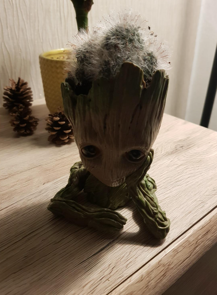 Groot Plant Pot Flowerpot Baby Groot Figures Cute Model, Succulent Planter Cute Green Plants Flower Pot with Hole Groott Pen Holder