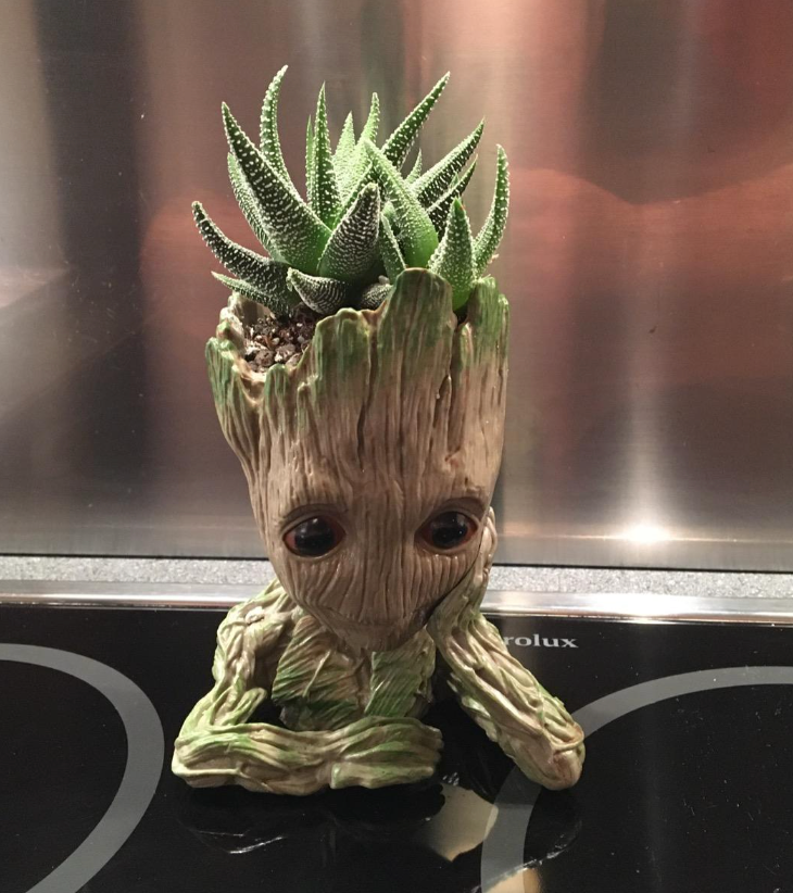 Groot Plant Pot Flowerpot Baby Groot Figures Cute Model, Succulent Planter Cute Green Plants Flower Pot with Hole Groott Pen Holder