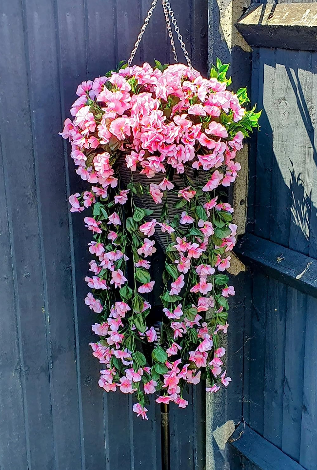 Artificial Wisteria Basket Vine Pink Artificial Hanging Flowers Fake /Artificial Flowers for Garden Wall Fence Wedding Balcony Outdoor Inside Home Door Decoration