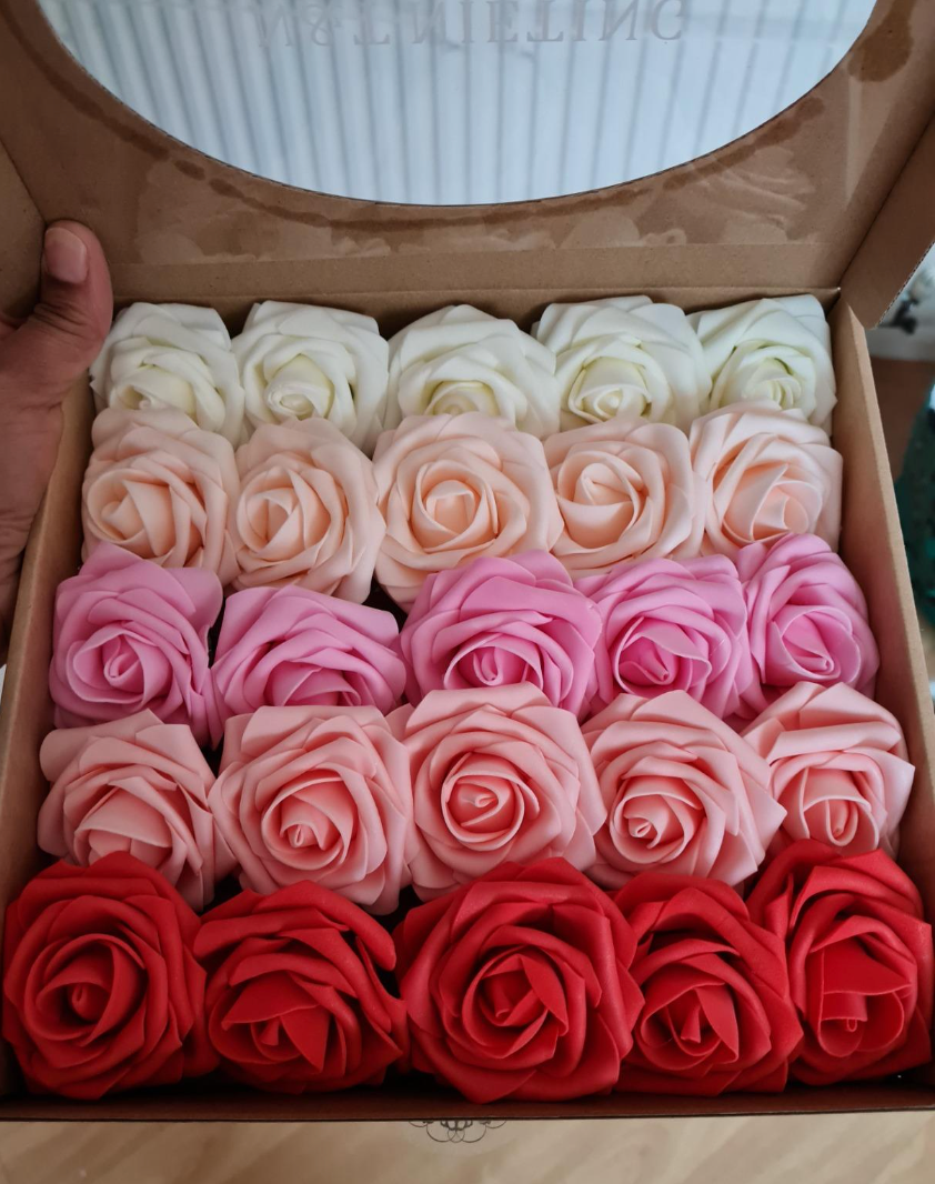 Artificial Flower Roses, 25pcs Real Touch Foam Roses with Stems for DIY Wedding Bridal Bouquets, Valentine's Day, Mother's Day, Baby Shower, Home Decoration