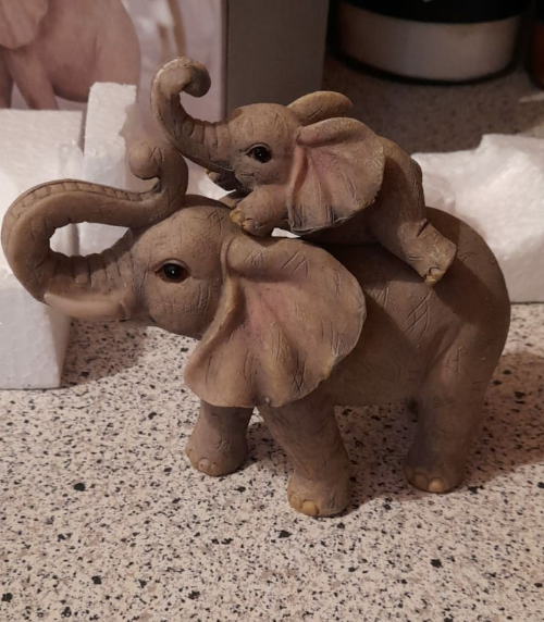 Mother and Baby Ornament | Elephant Adventures | 2pcs. 290g, Grey