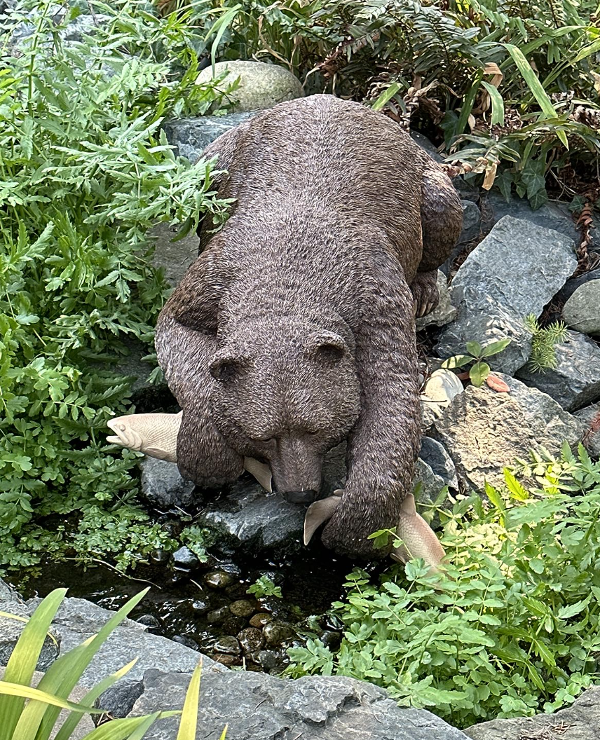 Catch of the Day Bear Fishing Outdoor Garden Pond Statue, Polyresin, 84 cm