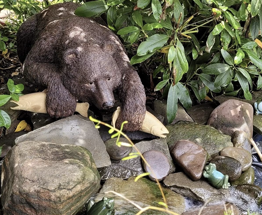 Catch of the Day Bear Fishing Outdoor Garden Pond Statue, Polyresin, 84 cm