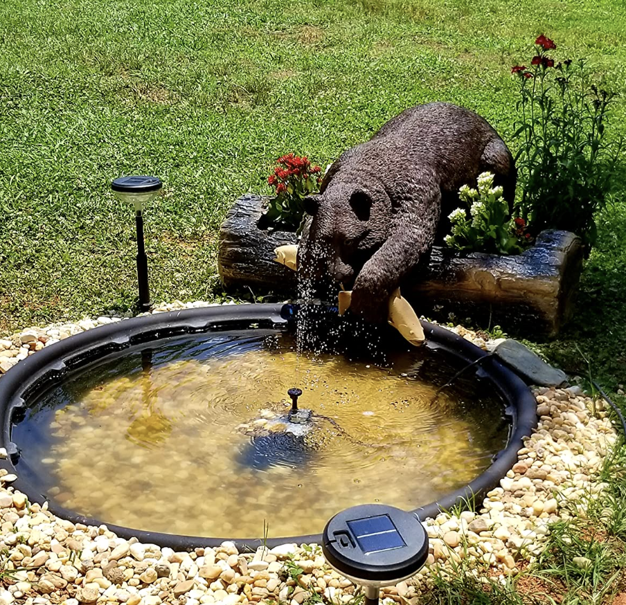 Catch of the Day Bear Fishing Outdoor Garden Pond Statue, Polyresin, 84 cm