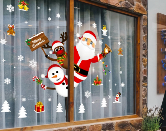 Christmas Santa Removable Window Stickers Xmas Art Decal Wall Home Shop Decor UK