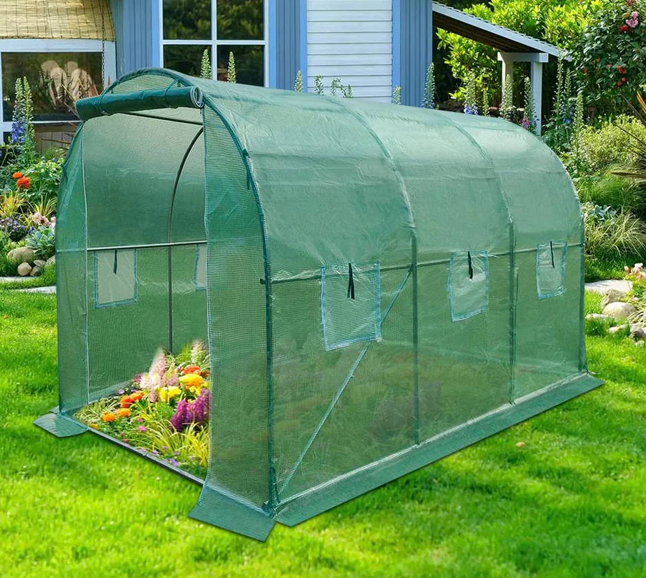 Walk-in Greenhouse Galvanised Frame Polly Tunnel Patio Garden Outdoor Polytunnel 4m x 3m