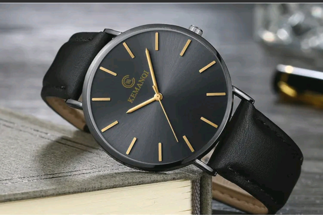 Luxury New Ultra Thin Slim Leather Fashion Men Quartz Wrist Watch