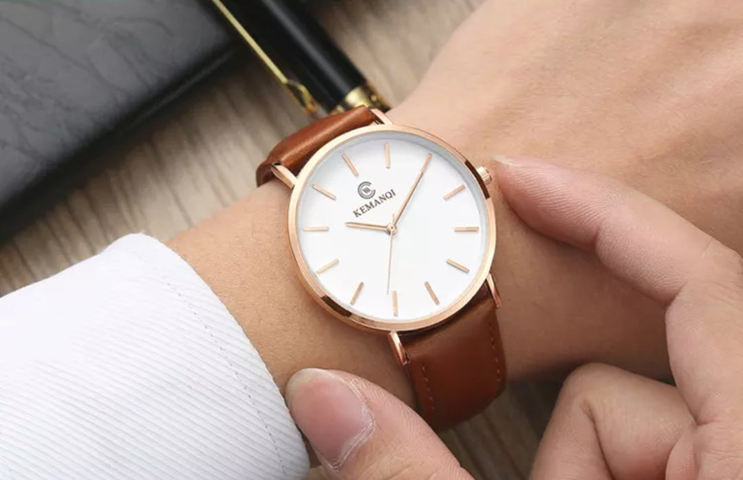 Luxury New Ultra Thin Slim Leather Fashion Men Quartz Wrist Watch