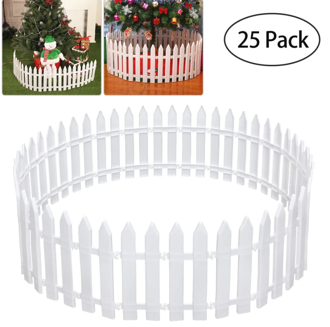 25Pc Christmas Xmas Tree Picket Fence Garden Fencing Lawn Home Yard Border UK