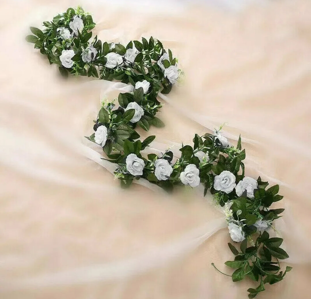 2.5m Artificial Flower Silk Rose Leaf Garland Vine Ivy Home Wedding Garden Decor