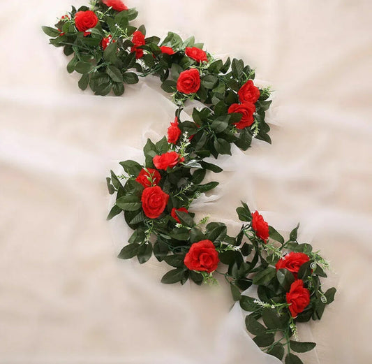 2.5m Artificial Flower Silk Rose Leaf Garland Vine Ivy Home Wedding Garden Decor