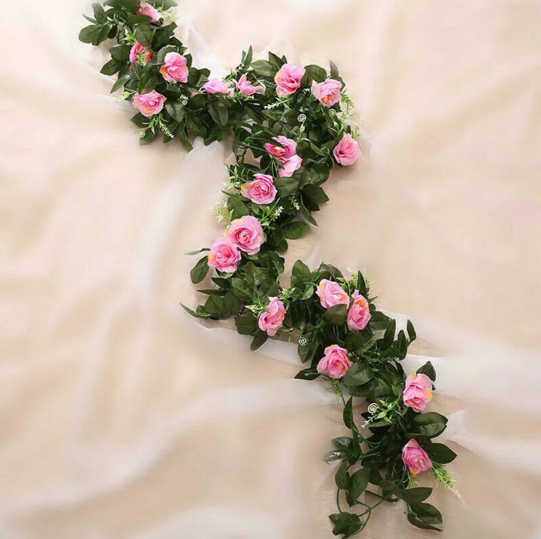 2.5m Artificial Flower Silk Rose Leaf Garland Vine Ivy Home Wedding Garden Decor