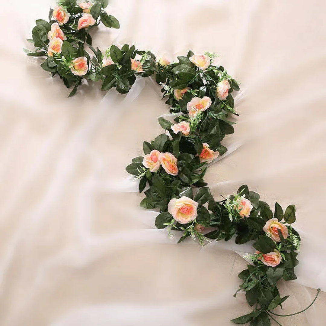 2.5m Artificial Flower Silk Rose Leaf Garland Vine Ivy Home Wedding Garden Decor