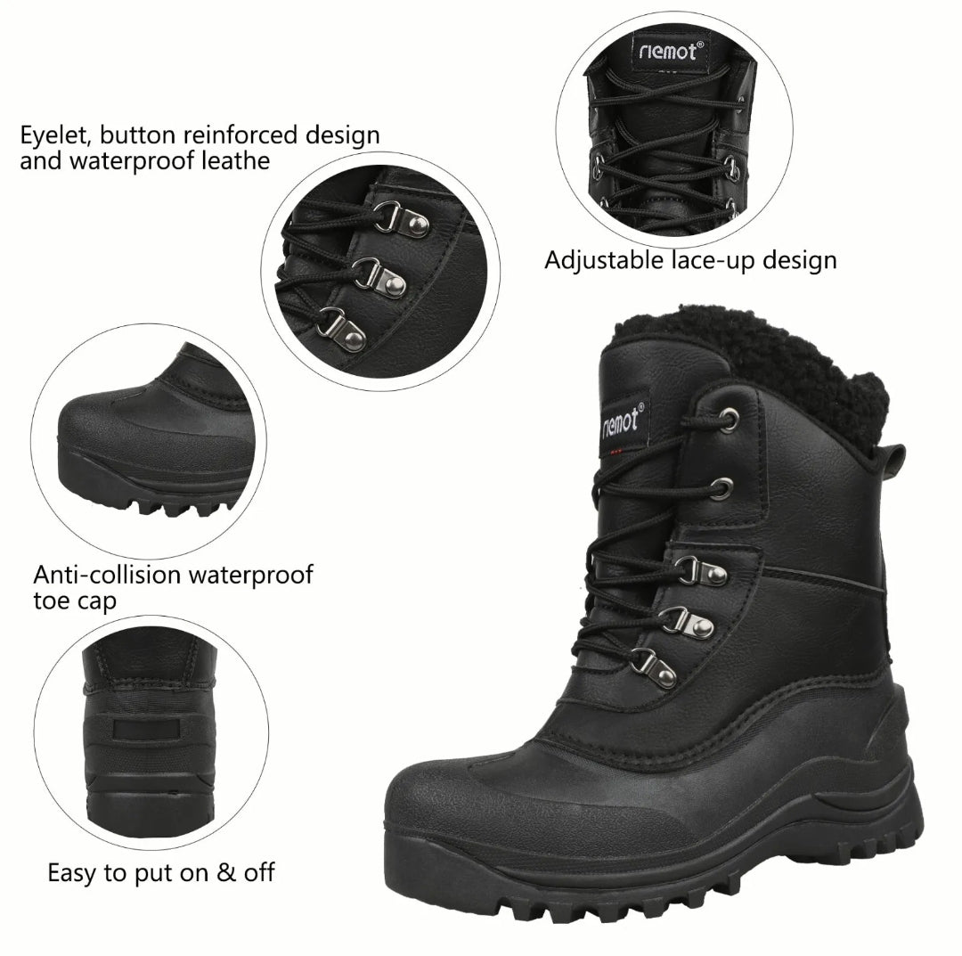 Mens Womens Waterproof Fluffy Winter Snow Boots Walking Hiking Outdoor Shoes