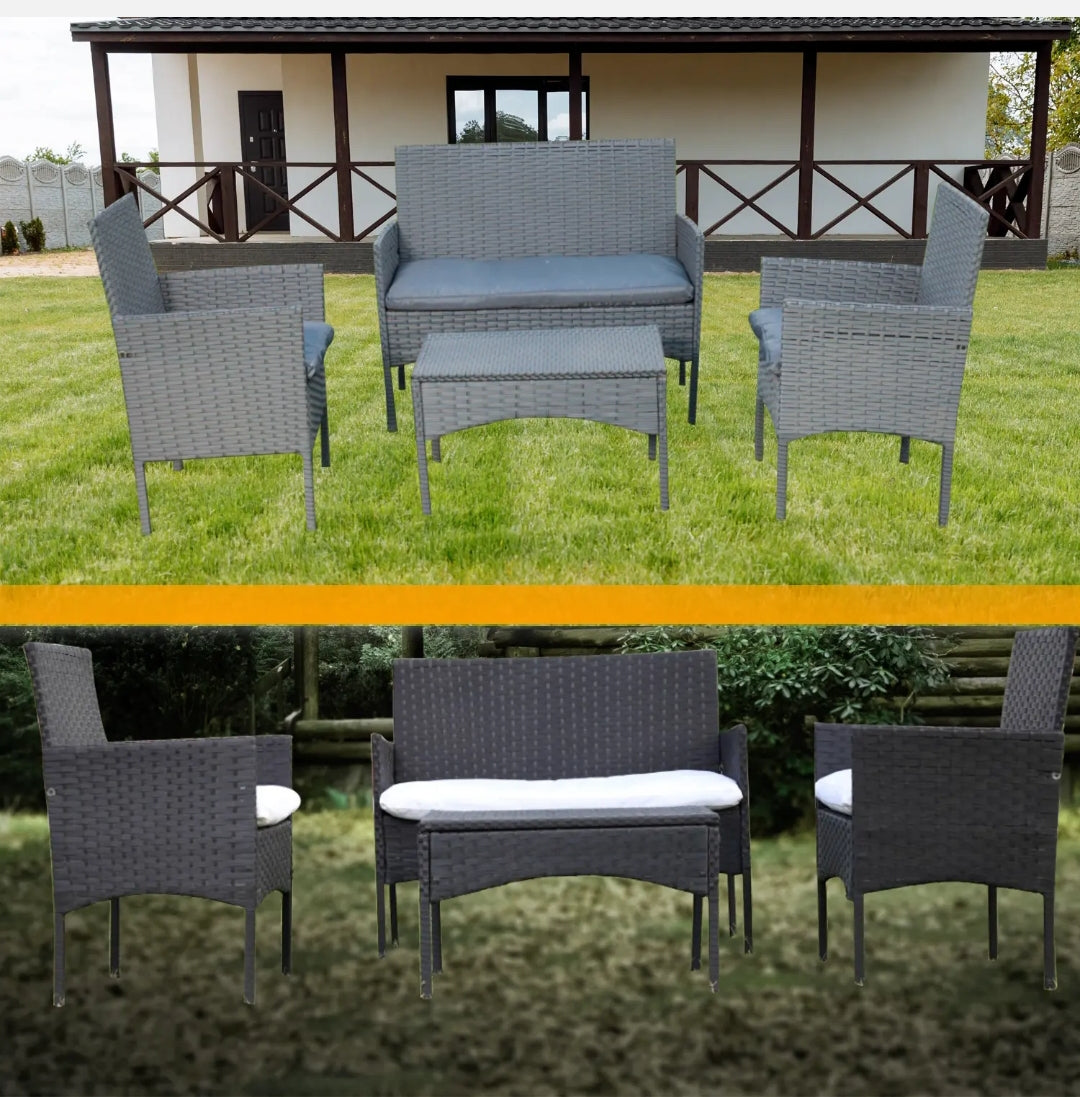 Rattan Garden Furniture Set 4 Piece Outdoor Sofa Table Chairs