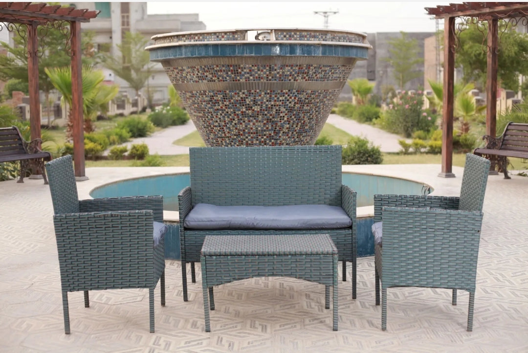 Rattan Garden Furniture Set 4 Piece Outdoor Sofa Table Chairs