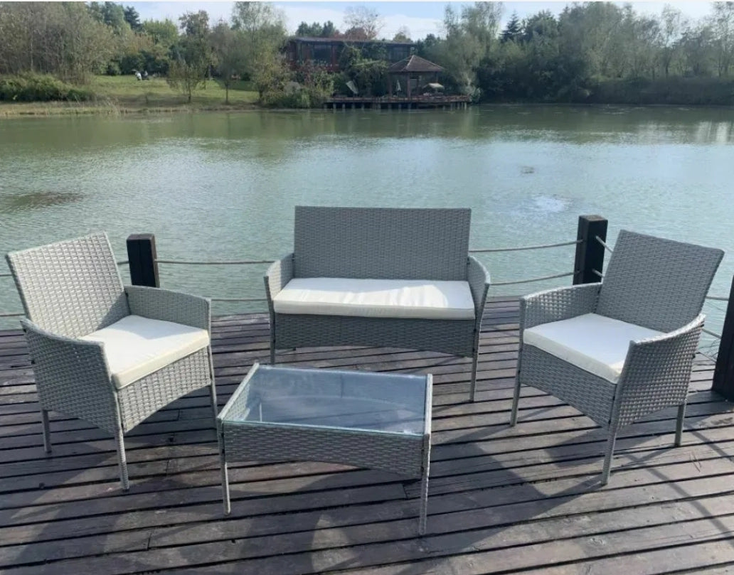 Rattan Garden Furniture Set 4 Piece Outdoor Sofa Table Chairs