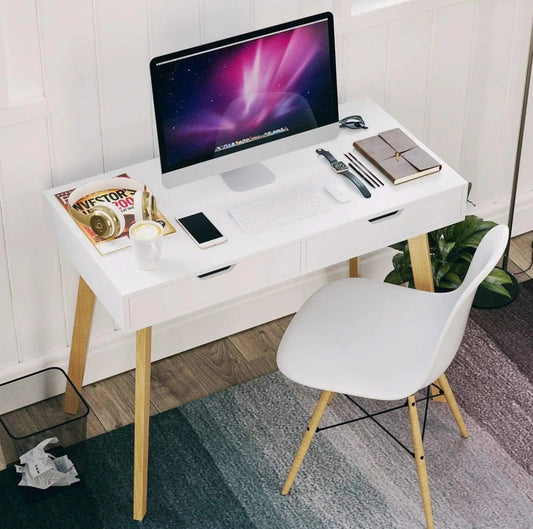 Wooden Computer Desk Dressing Table Home Office Study Bedroom With Drawers White