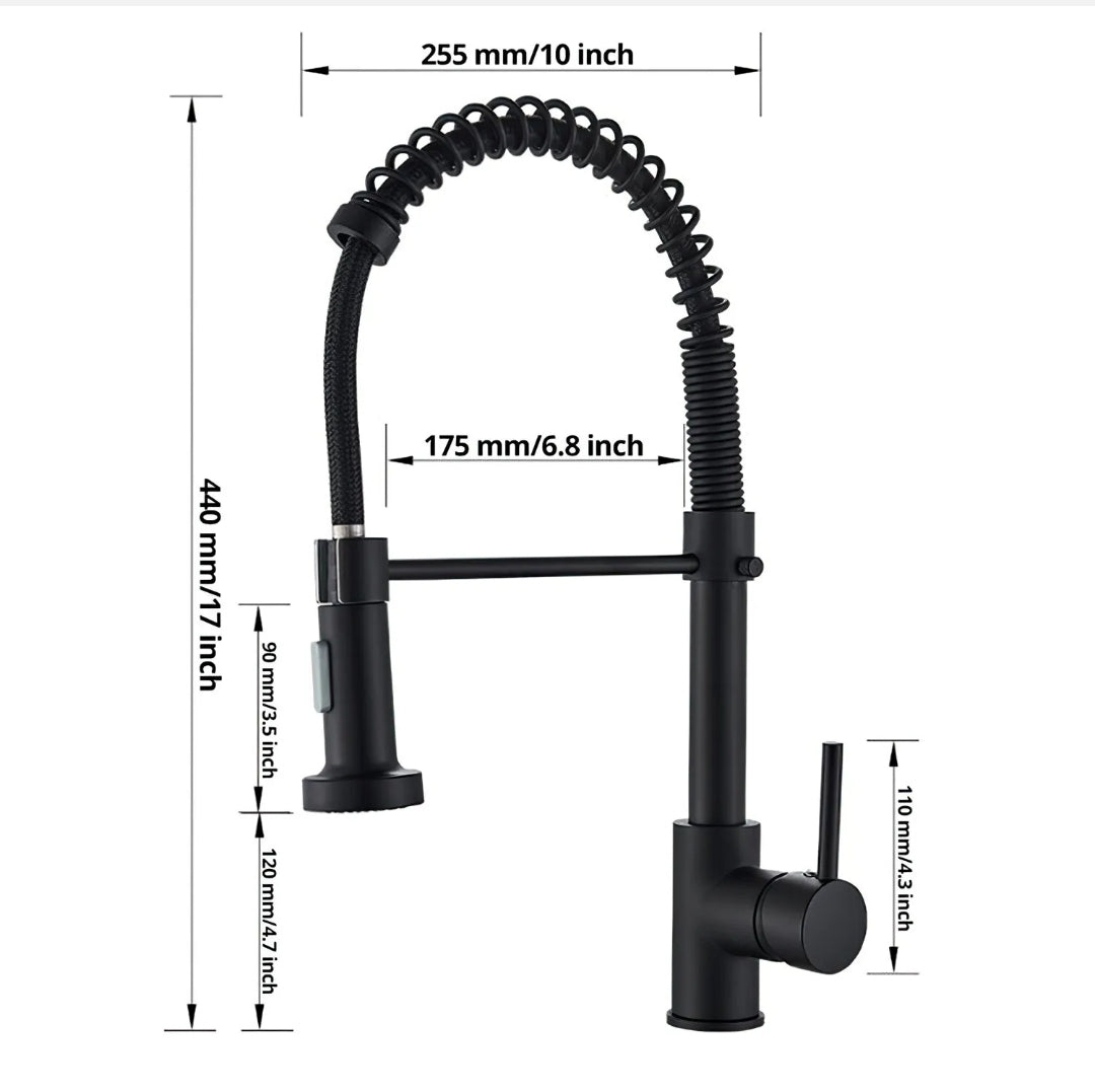 Matt Black Monobloc Kitchen Sink Mixer Tap with Pull Out Hose Spray Single Lever