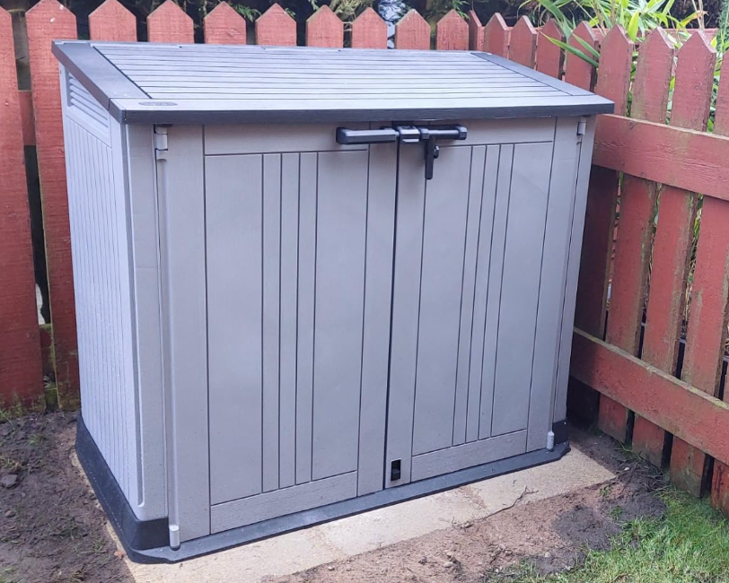 Outdoor Garden Furniture Storage Shed Light Grey with Dark Grey Lid | Fade Free | All Weather Resistant | Safe and Secure | Zero Maintenance