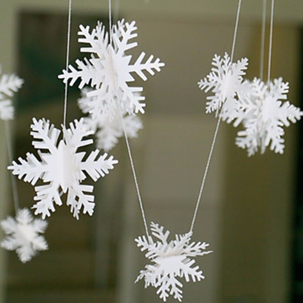 3M Winter White Christmas Hanging Snowflakes Window Decor Xmas Garland Banner UK