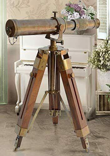 Brass Telescope With Tripod Stand Designer Maritime