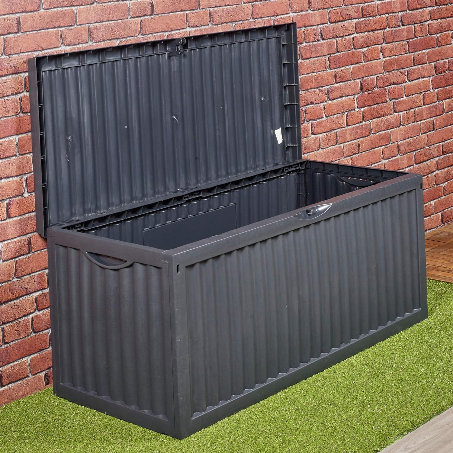 350 Litre Outdoor Storage Box Garden Patio Plastic Chest Lid Container Multibox