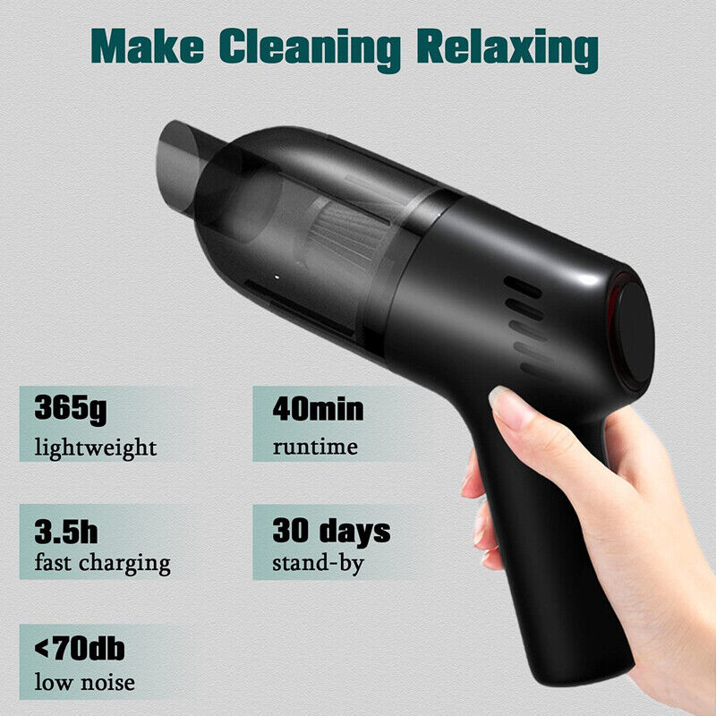 Wireless Vacuum Cleaner Car Handheld Vaccum Mini Power Suction USB Rechargeable