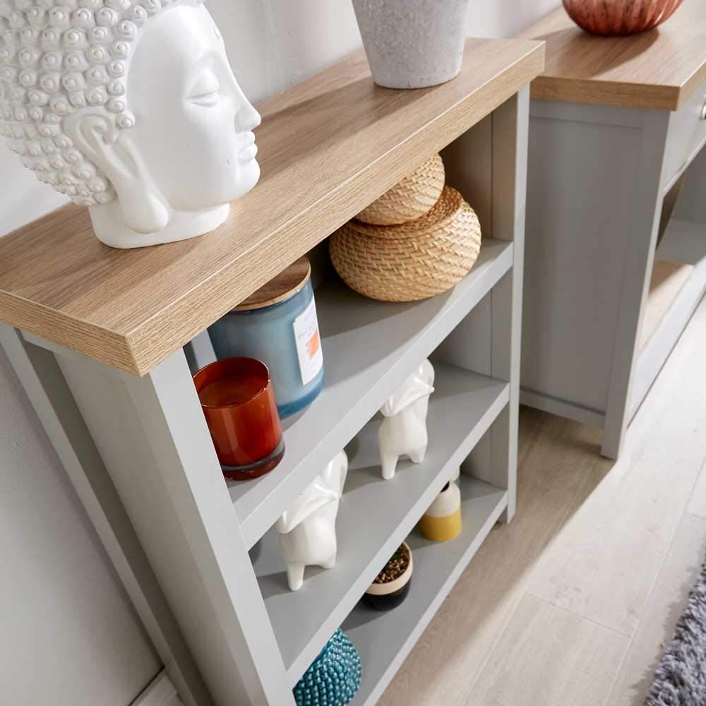 Oak Low Bookcase Display Unit 3 Bookshelves