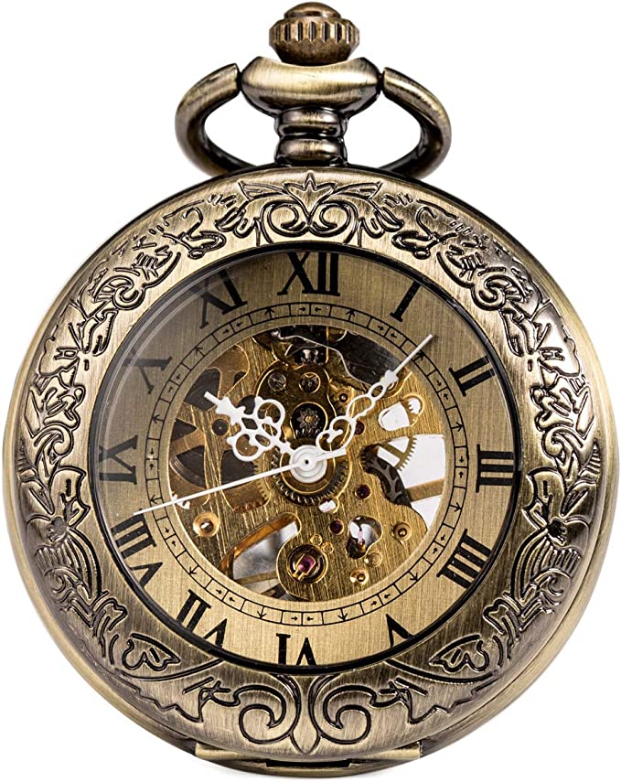 Pocket Watch Special Magnifier Mechanical Hand Wind Half Hunter Roman Numerals Antique