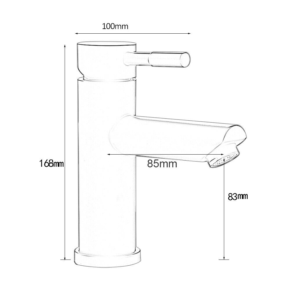 Bathroom Basin Black Tap Waterfall Mono Mixer Square Modern Sink Faucet + Waste