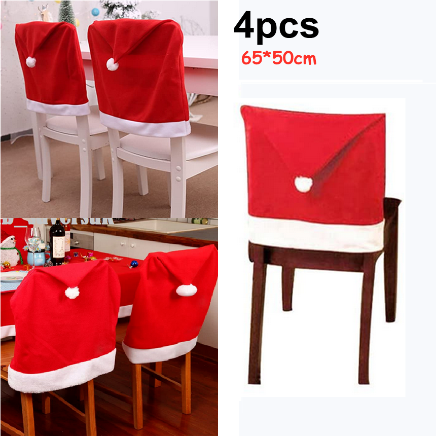 4X Christmas Santa Hat Dining Chair Back Covers Party Xmas Chair Table Decor uk