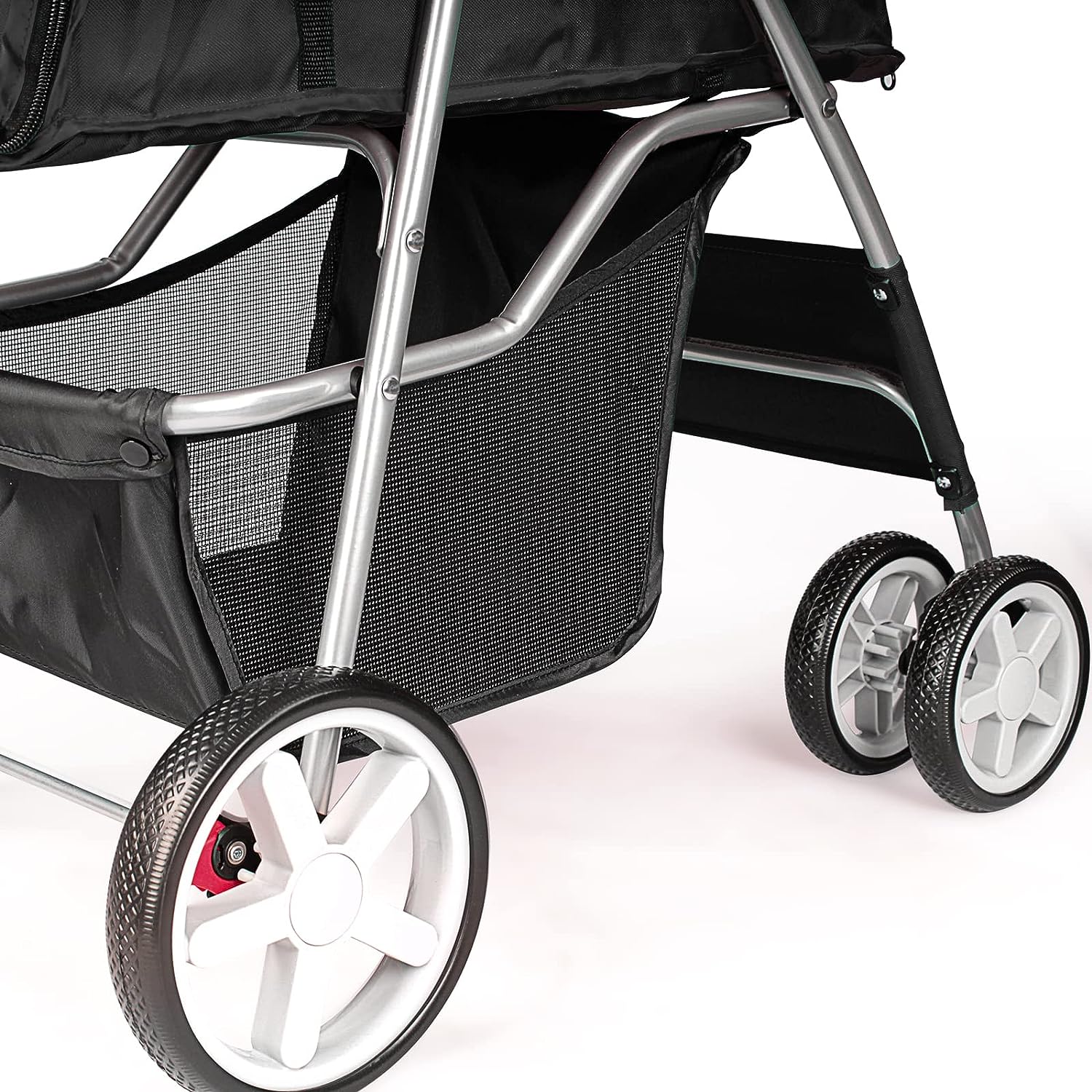 Pet Travel Stroller Dog Cat Pushchair Pram Jogger Buggy with 4 Wheels (Black)